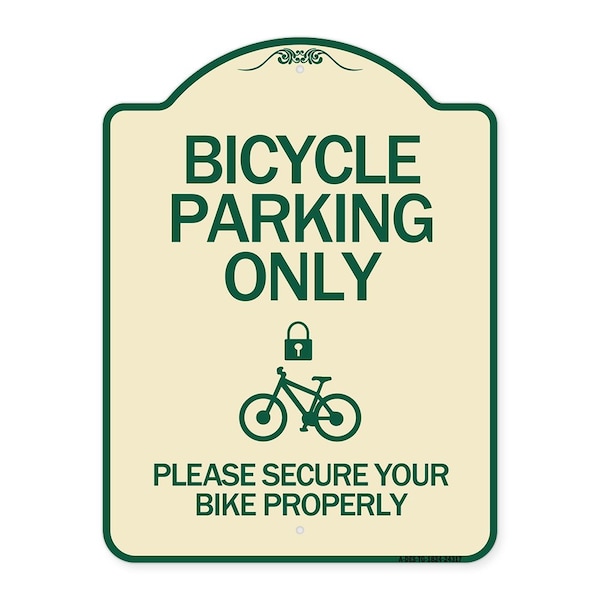 Signmission Bicycle Parking Please Secure Your Bike Properly Heavy-Gauge Aluminum Sign, 24" x 18", TG-1824-24317 A-DES-TG-1824-24317 - main
